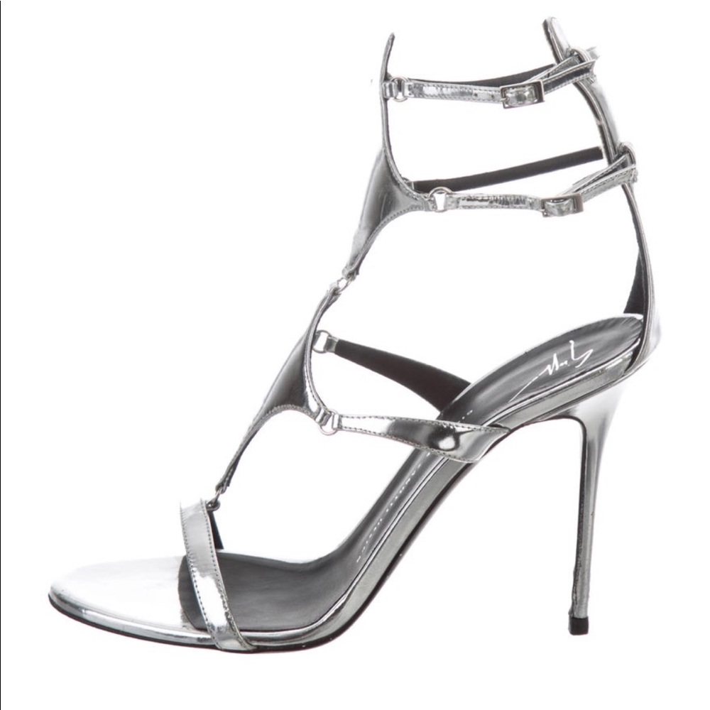 COPY - giuseppe zanotti silver heels as sz 40.5